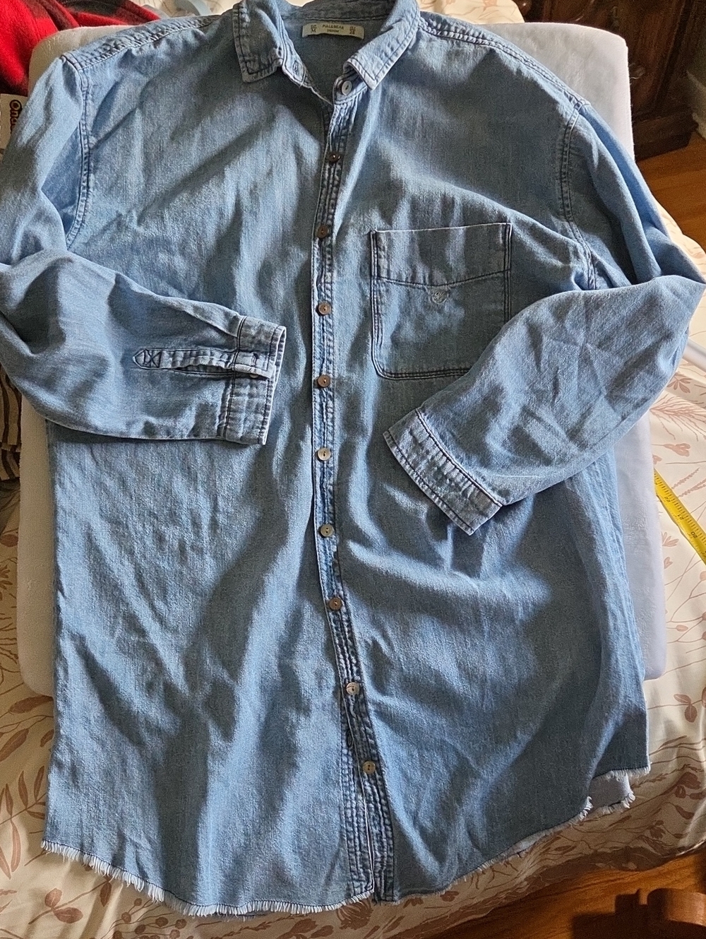 Light Blue Denim Button-Down Extra Long Shirt